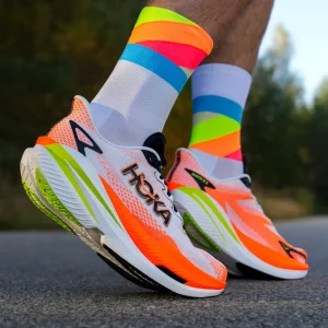 Hoka M MACH X 3 White / Neon Tangerine