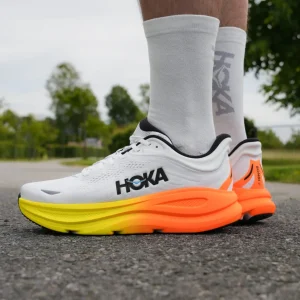 Hoka M BONDI 9 White / Neon Tangerine