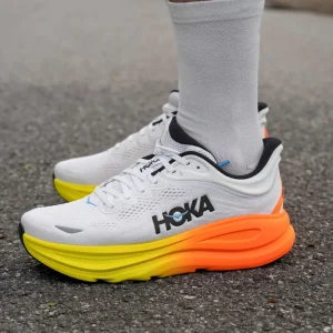 Hoka M BONDI 9 WIDE White / Neon Tangerine
